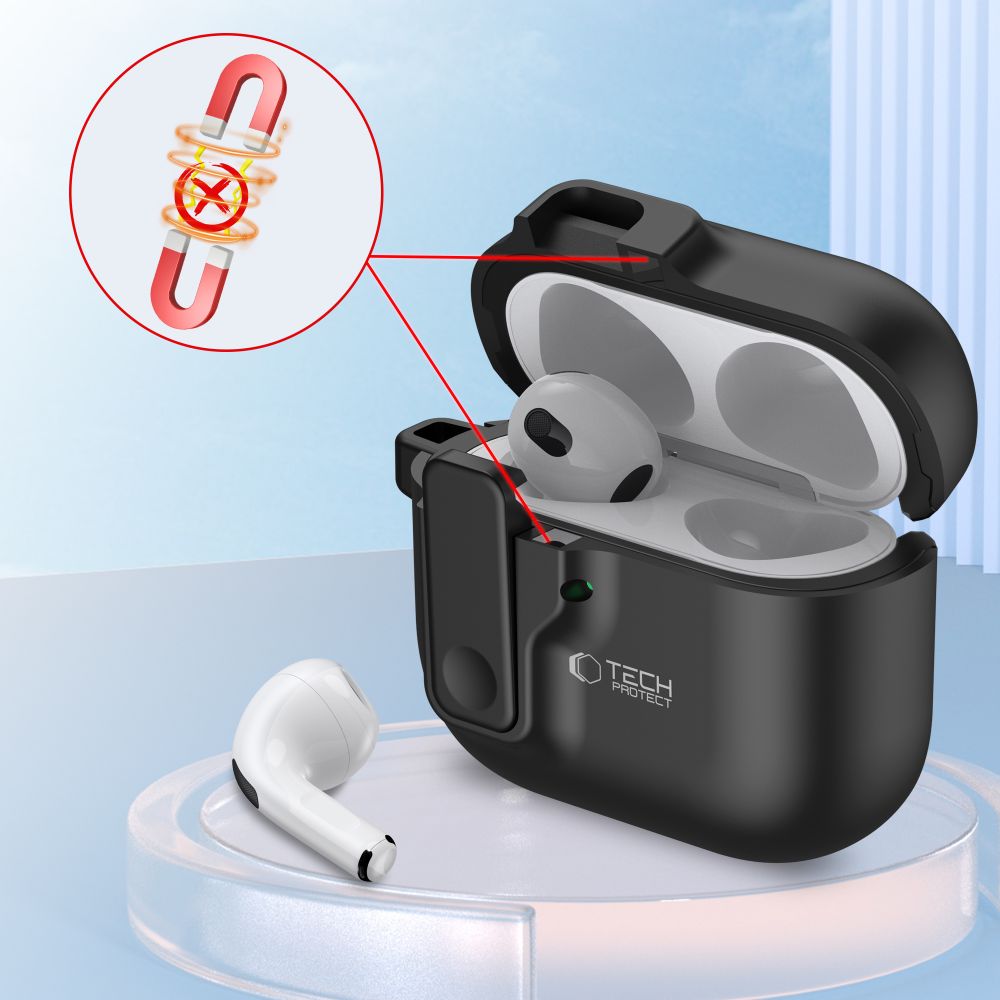 ETUI NA SŁUCHAWKI TECH-PROTECT SLIM HOOK APPLE AIRPODS 4 CZARNE