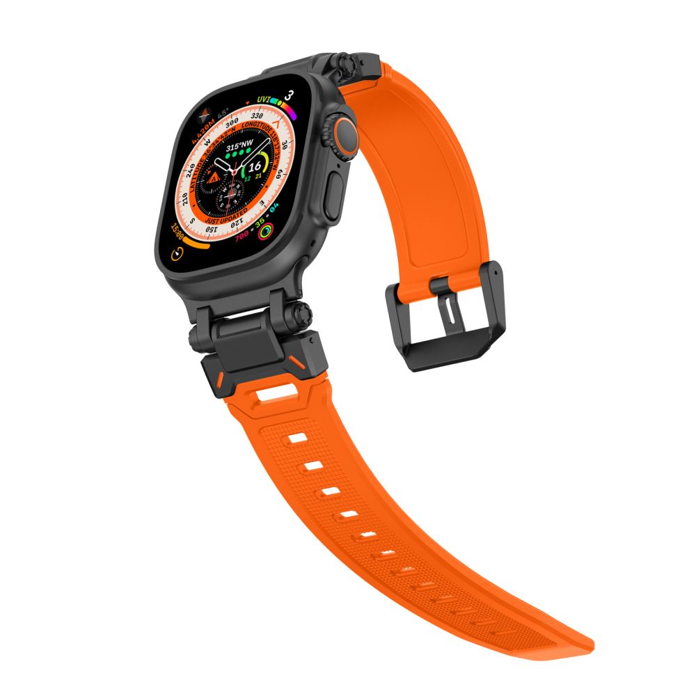 PASEK TECH-PROTECT DELTA PRO APPLE WATCH 6 / 7 / 8 / 9 / 10 / SE / ULTRA 1 / 2 (44 / 45 / 46 / 49 MM) POMARAŃCZOWO CZARNY