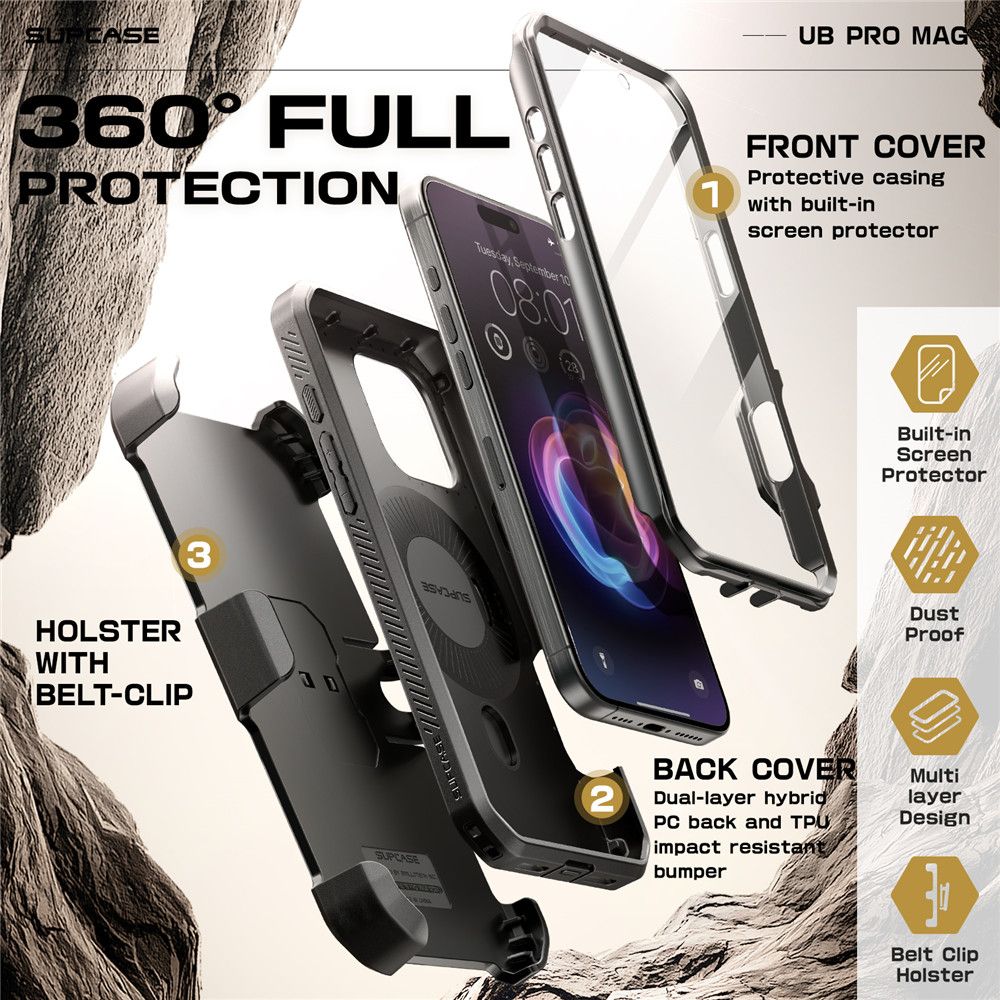 ETUI SUPCASE UB PRO MAG MAGSAFE IPHONE 16 PRO MAX CZARNE