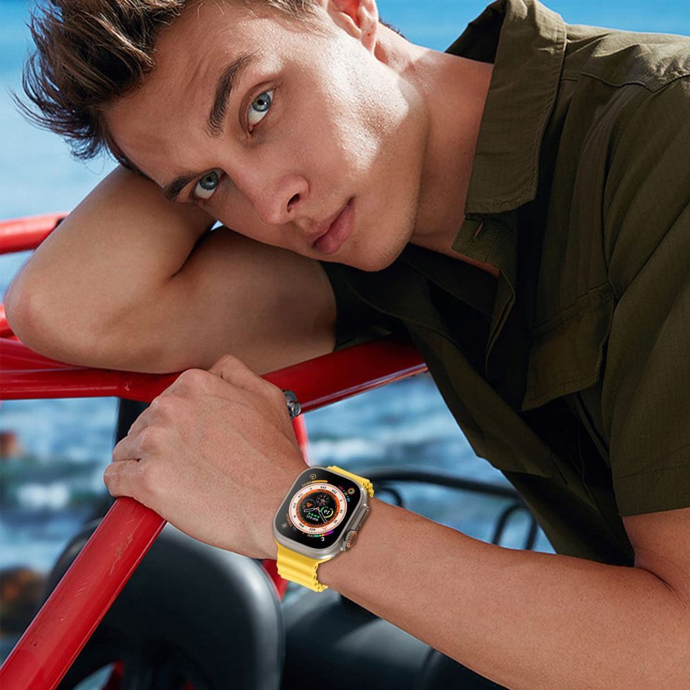 PASEK TECH-PROTECT ICONBAND PRO APPLE WATCH 6 / 7 / 8 / 9 / 10 / SE / ULTRA 1 / 2 (44 / 45 / 46 / 49 MM) BLACK/ORANGE CZARNO POMARAŃCZOWY
