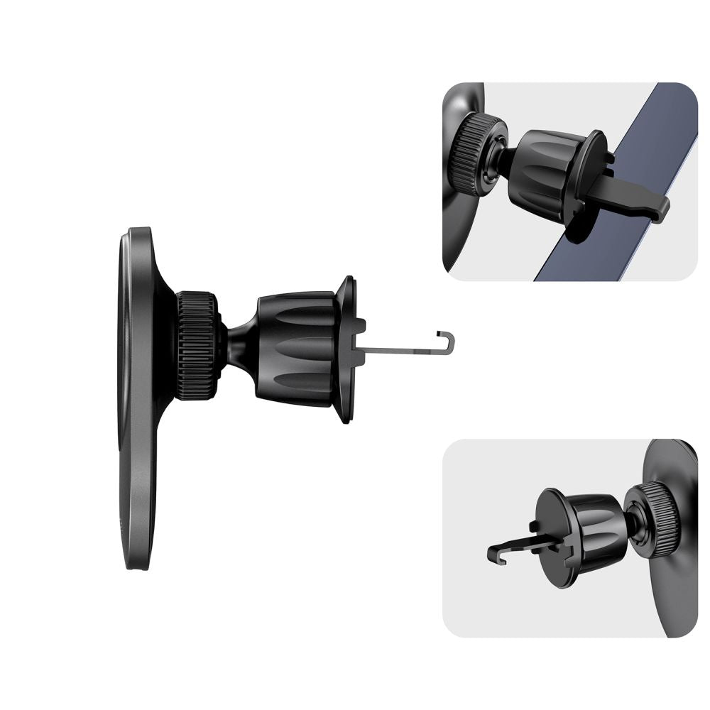 UCHWYT SAMOCHODOWY DO KRATKI Z ŁADOWANIEM INDUKCYJNYM TECH-PROTECT MM15W-V1 MAGNETIC MAGSAFE VENT CAR MOUNT WIRELESS CHARGER 15W CZARNY
