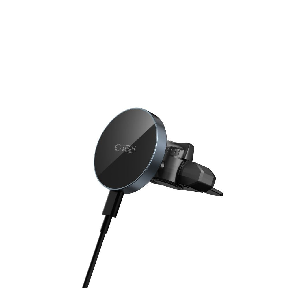 UCHWYT SAMOCHODOWY Z ŁADOWANIEM INDUKCYJNYM TECH-PROTECT MM15W-V5 MAGNETIC MAGSAFE CD & VENT CAR MOUNT WIRELESS CHARGER 15W CZARNY