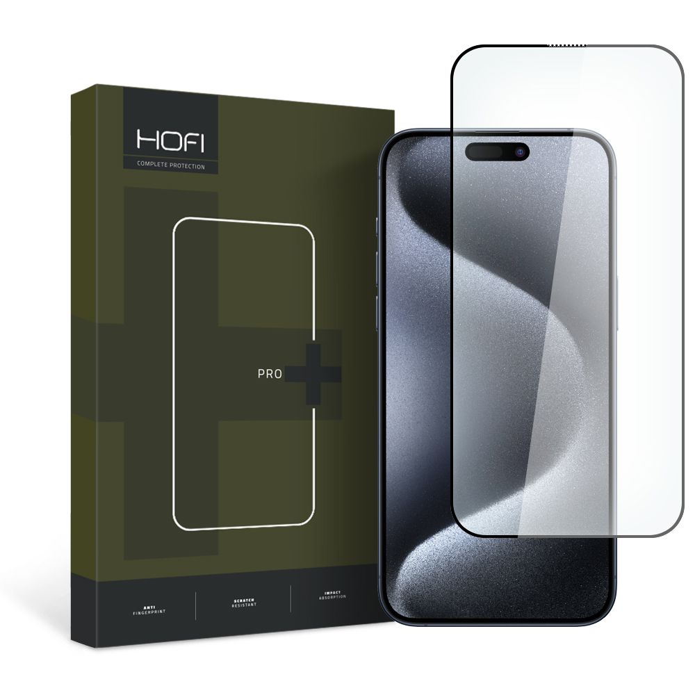 SZKŁO HARTOWANE HOFI GLASS PRO+ IPHONE 15 PRO MAX BLACK CZARNA RAMKA