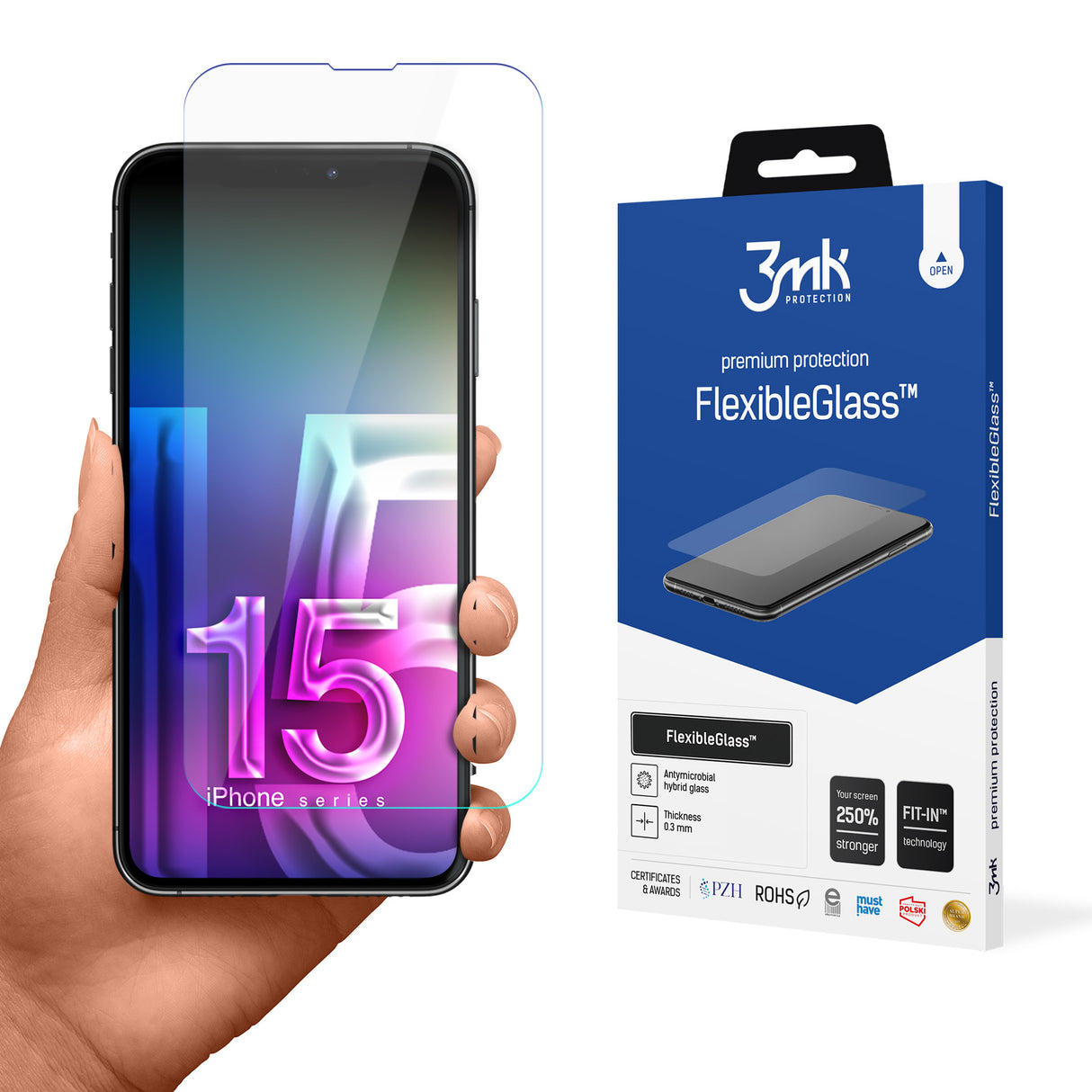 SZKŁO APPLE IPHONE 15 PLUS - 3MK FLEXIBLEGLASS