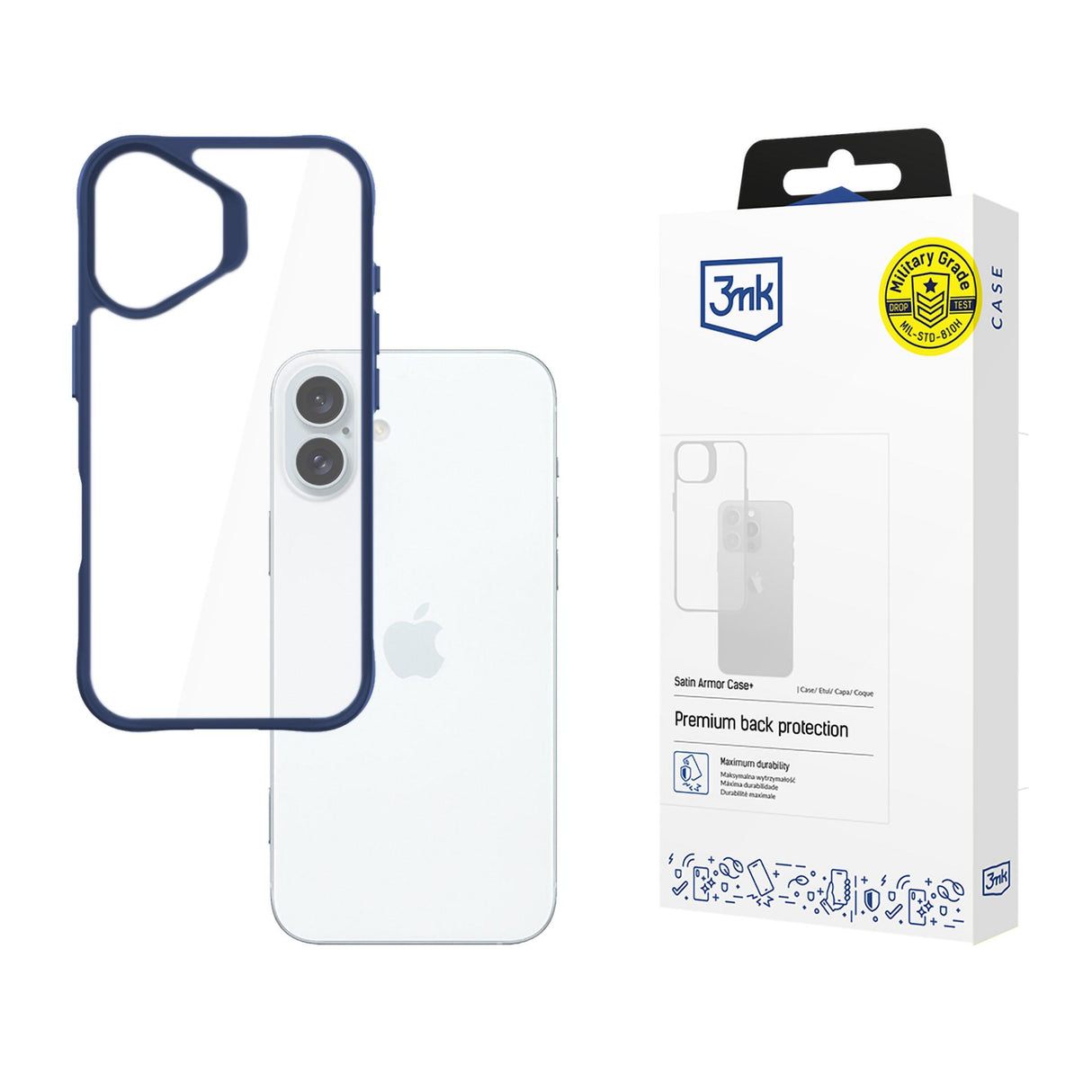 ETUI APPLE IPHONE 16 PLUS - 3MK SATIN ARMOR CASE+ BLUE NIEBIESKIE
