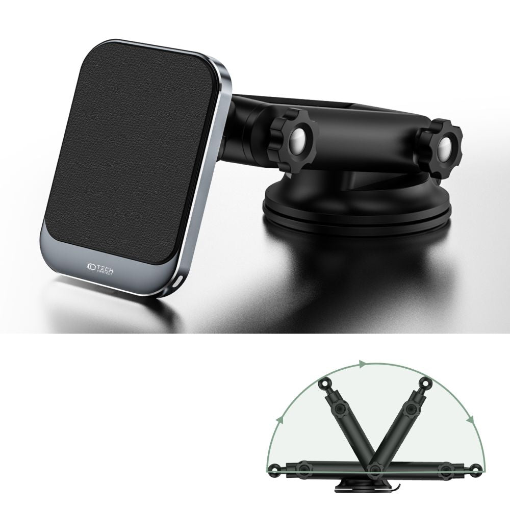 UCHWYT SAMOCHODOWY Z ŁADOWANIEM INDUKCYJNYM TECH-PROTECT MM15W-V2 MAGNETIC MAGSAFE DASHBOARD CAR MOUNT WIRELESS CHARGER 15W CZARNY