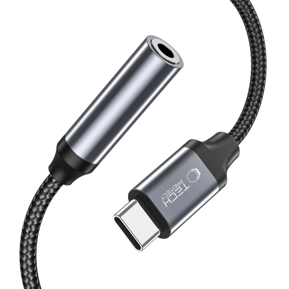 ADAPTER TECH-PROTECT TYPE-C DO MINI JACK 3.5MM BLACK CZARNY