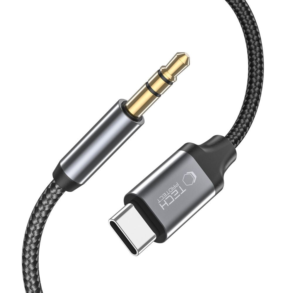 KABEL ADAPTER TECH-PROTECT ULTRABOOST TYPE-C TO AUX MINI JACK 3.5MM CABLE 100CM CZARNY