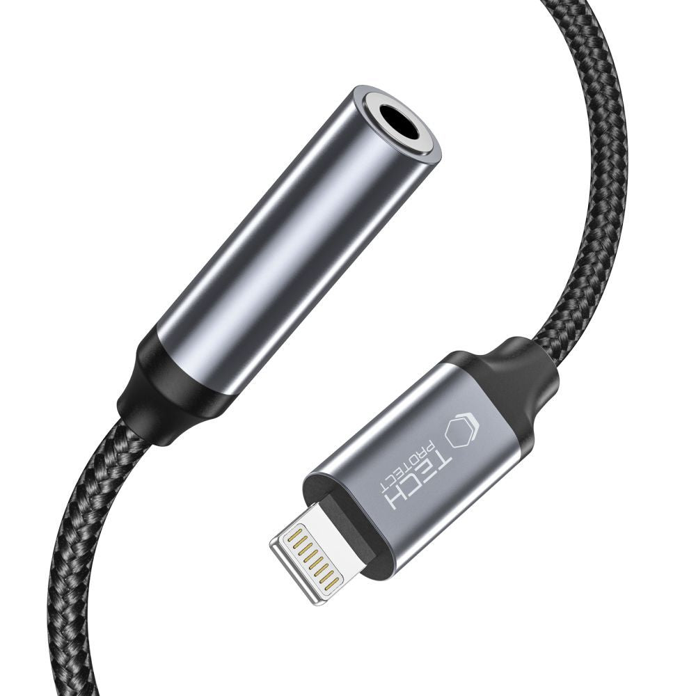ADAPTER TECH-PROTECT LIGHTNING DO MINI JACK 3.5MM BLACK CZARNY