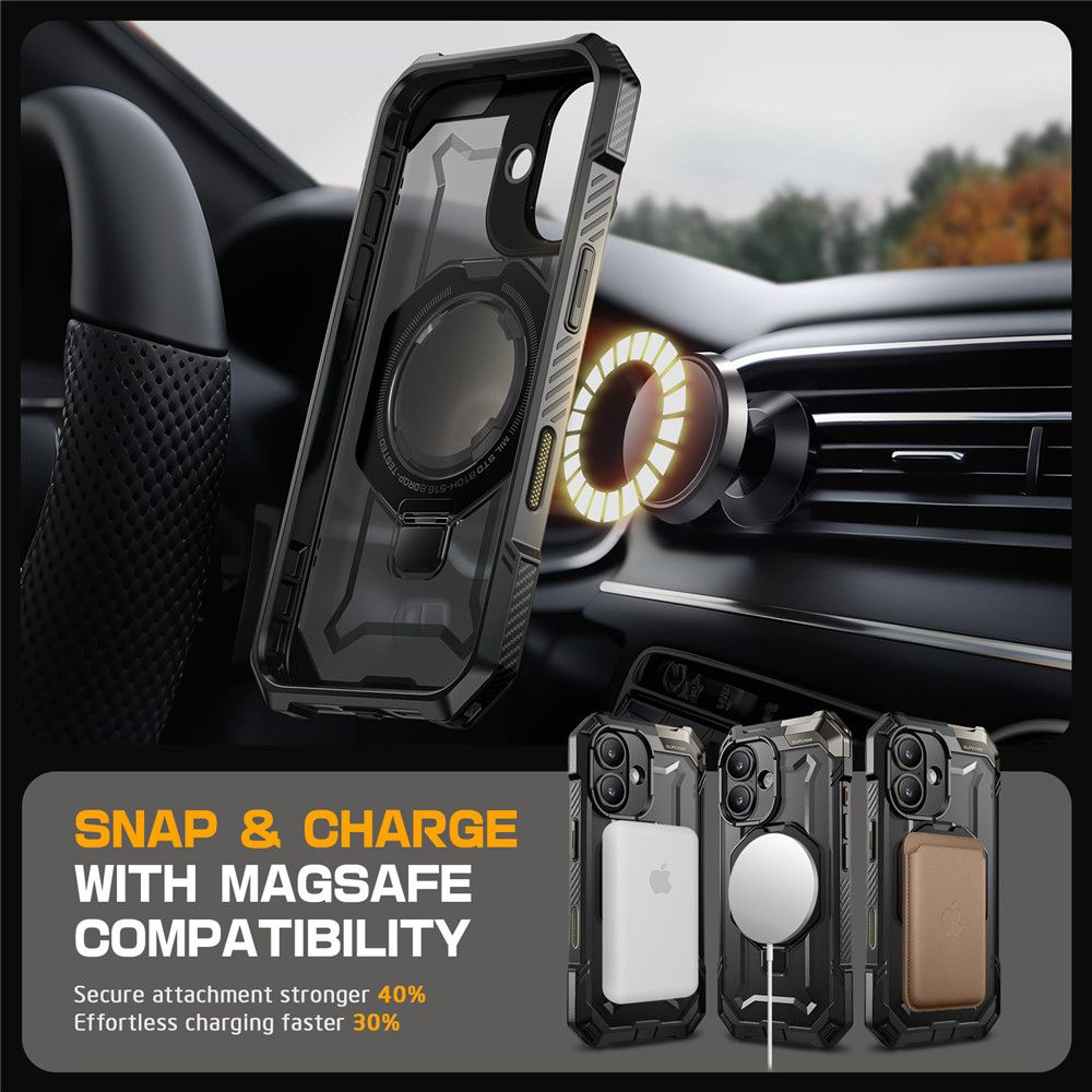ETUI SUPCASE UB GRIP MAG MAGSAFE IPHONE 16 CZARNE