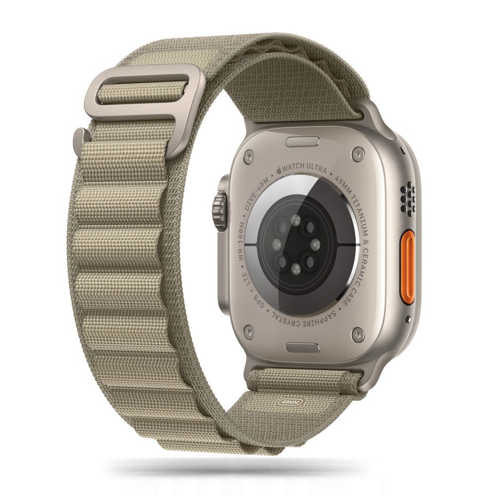PASEK TECH-PROTECT NYLON PRO APPLE WATCH 6 / 7 / 8 / 9 / 10 / SE / ULTRA 1 / 2 (44 / 45 / 46 / 49 MM) TITANIUM/OLIVE