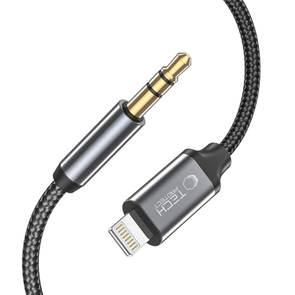 KABEL ADAPTER TECH-PROTECT ULTRABOOST LIGHTNING TO AUX MINI JACK 3.5MM CABLE 100CM CZARNY