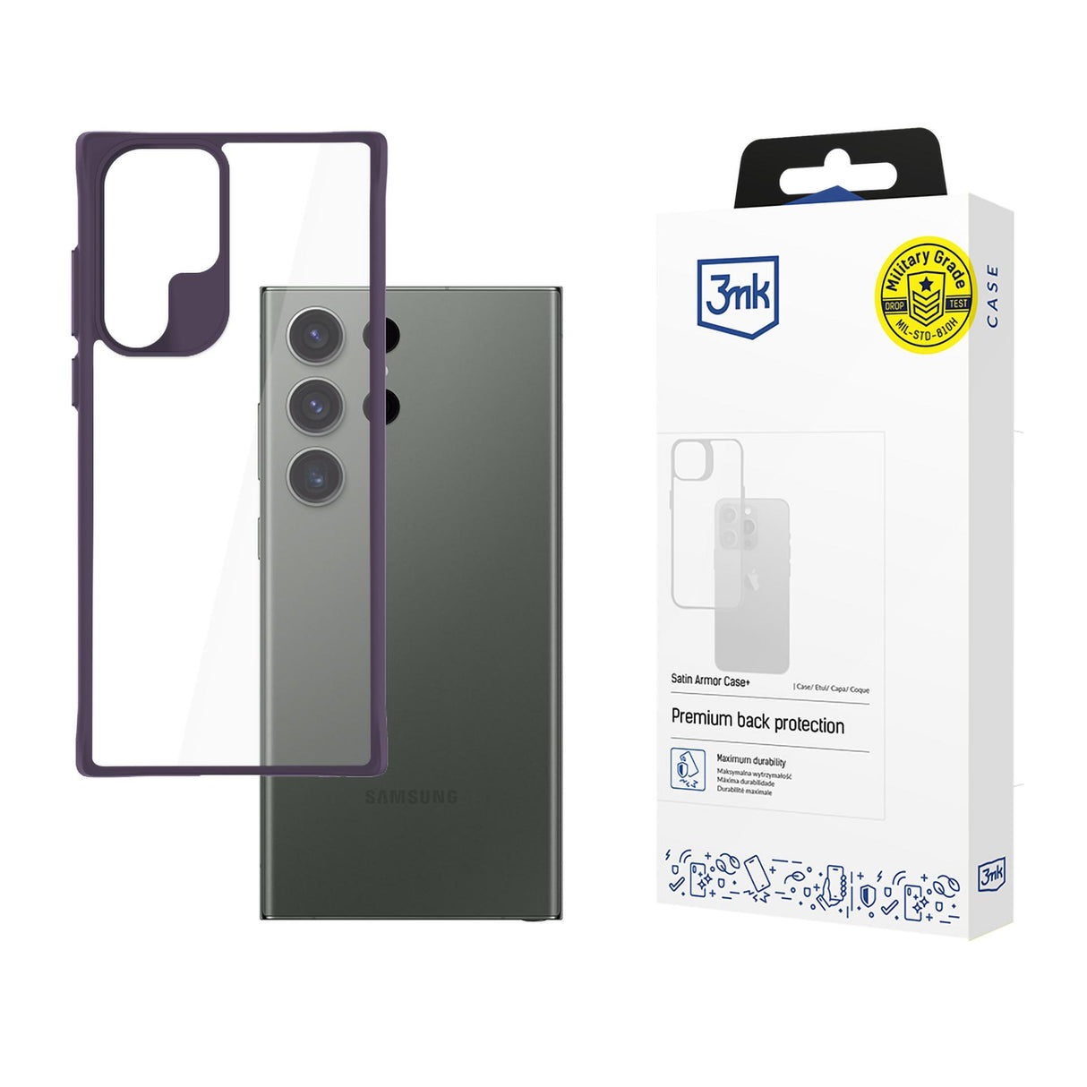 ETUI SAMSUNG GALAXY S24 ULTRA - 3MK SATIN ARMOR CASE+ PURPLE FIOLETOWE