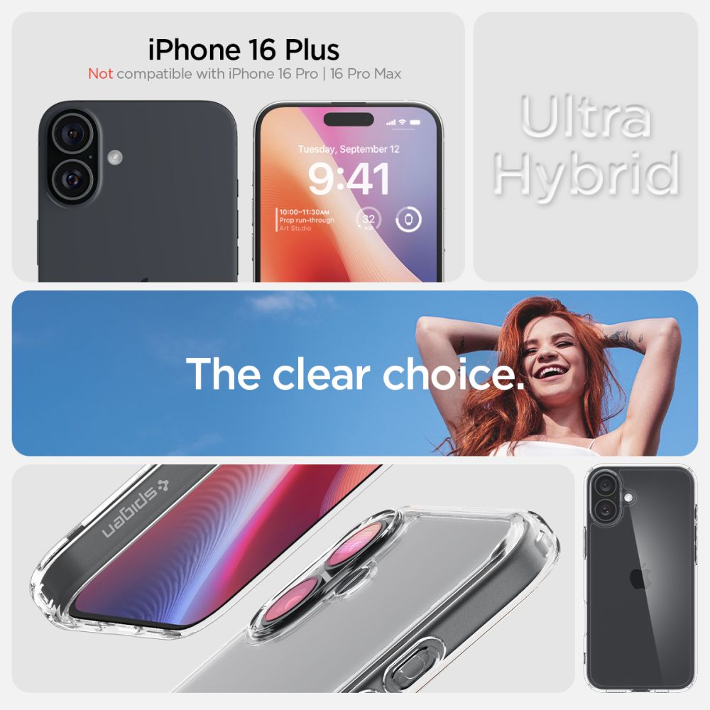 ETUI SPIGEN ULTRA HYBRID IPHONE 16 PLUS CRYSTAL CLEAR TRANSPARETNE