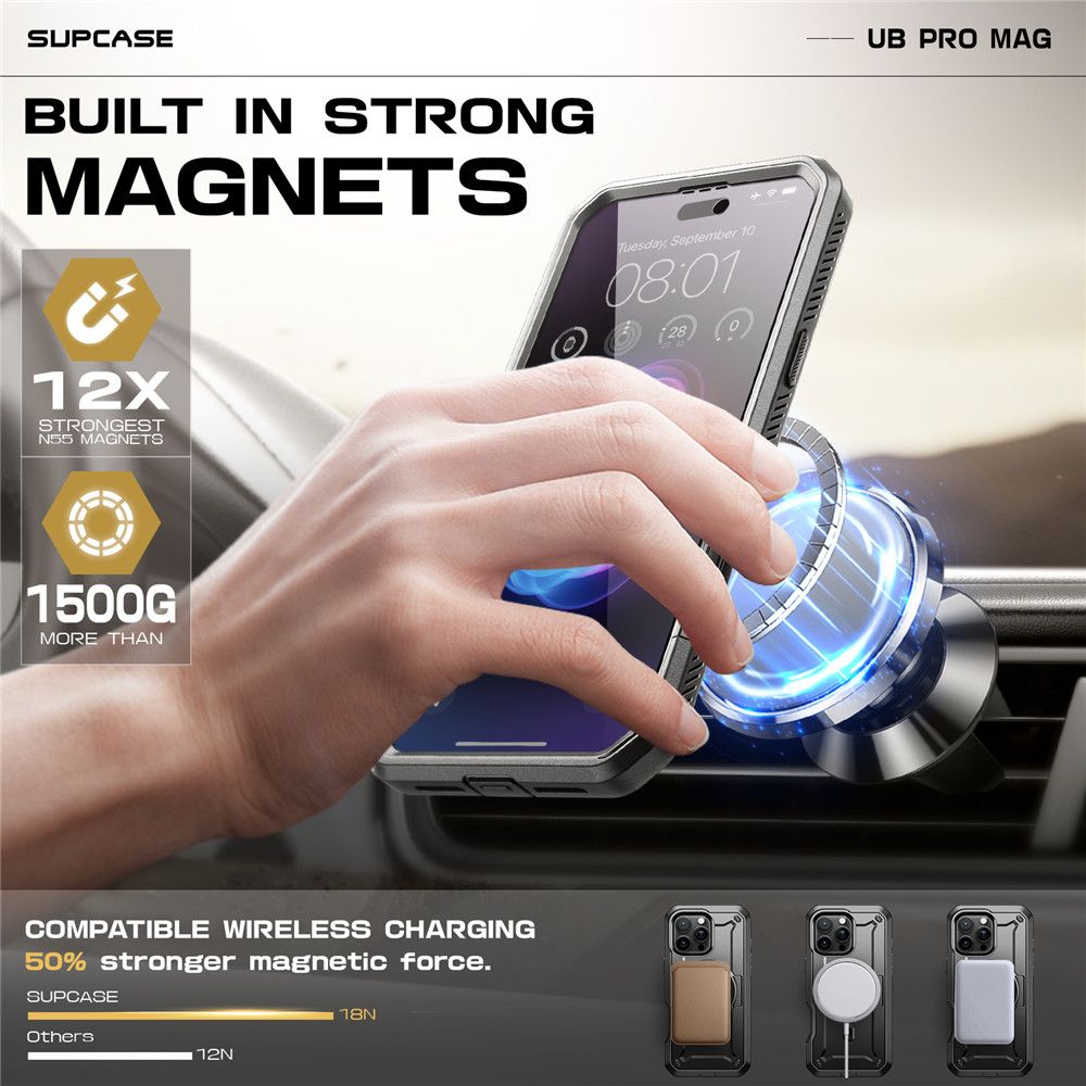 ETUI SUPCASE UB PRO MAG MAGSAFE IPHONE 16 PRO CZARNE
