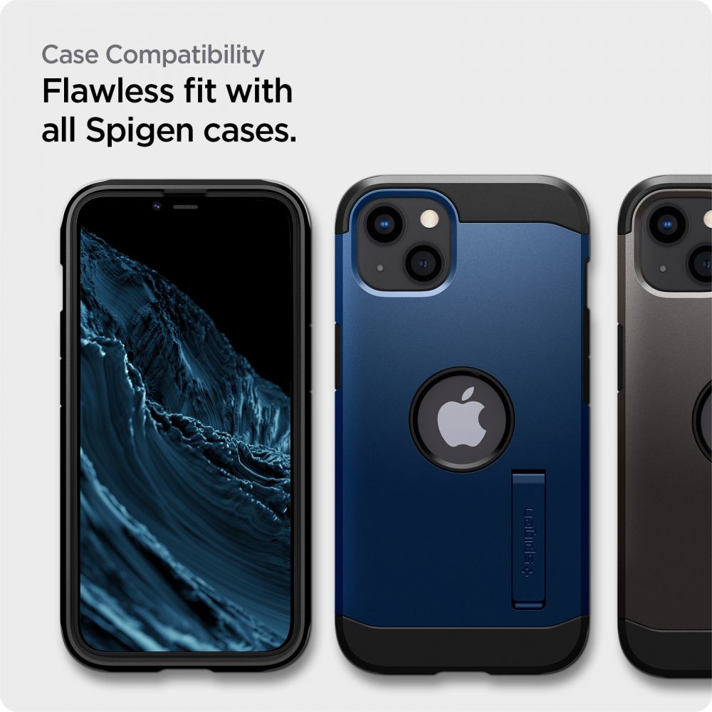 SZKŁO HARTOWANE SPIGEN ALM GLASS FC 2-PACK IPHONE 13 / 13 PRO / 14 / 16E BLACK CZARNA RAMKA
