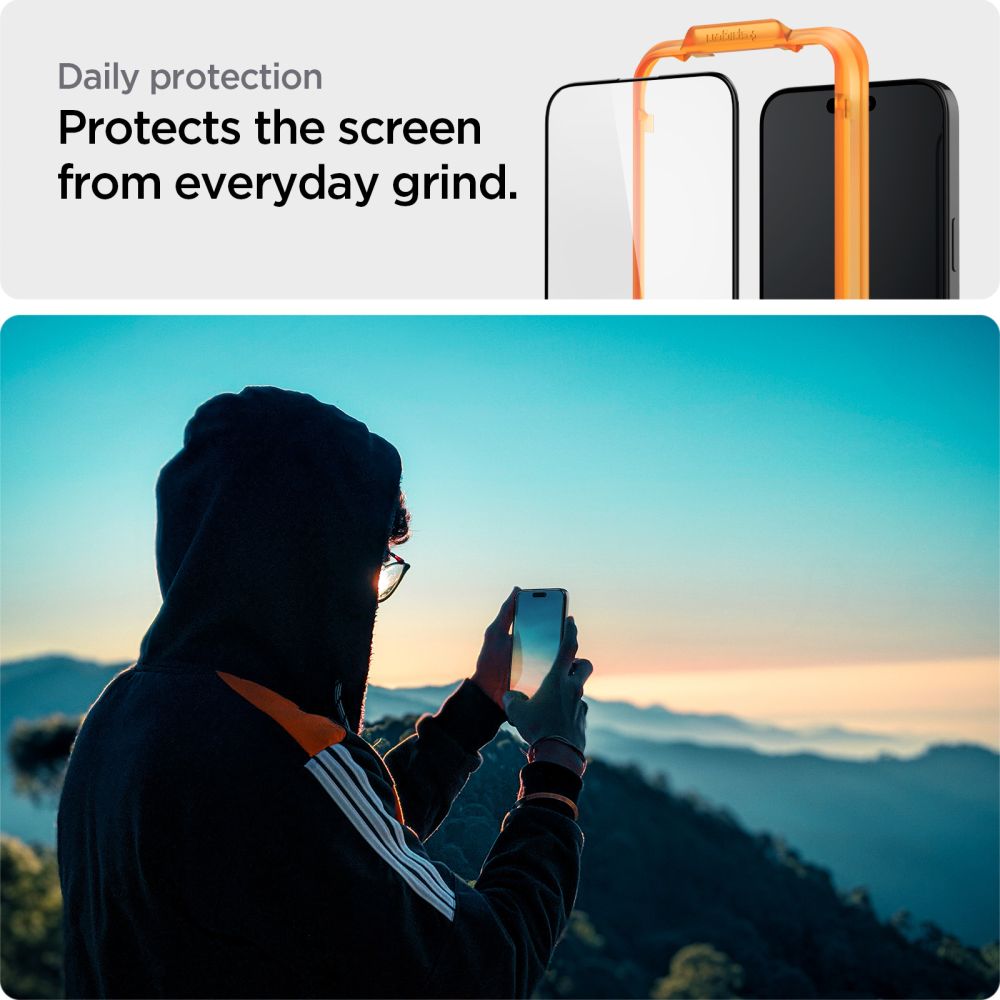SZKŁO HARTOWANE SPIGEN ALM GLASS FC 2-PACK IPHONE 14 PRO BLACK CZARNA RAMKA