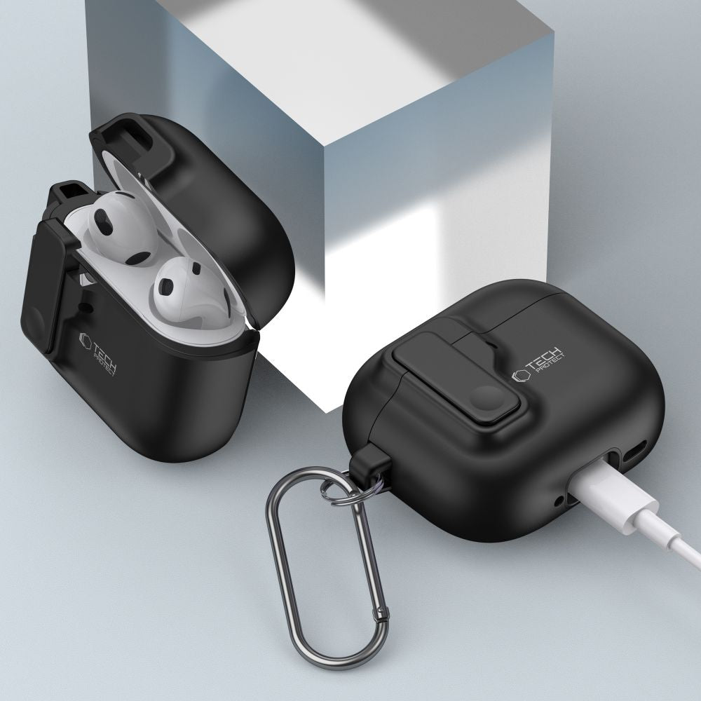 ETUI NA SŁUCHAWKI TECH-PROTECT SLIM HOOK APPLE AIRPODS 4 CZARNE