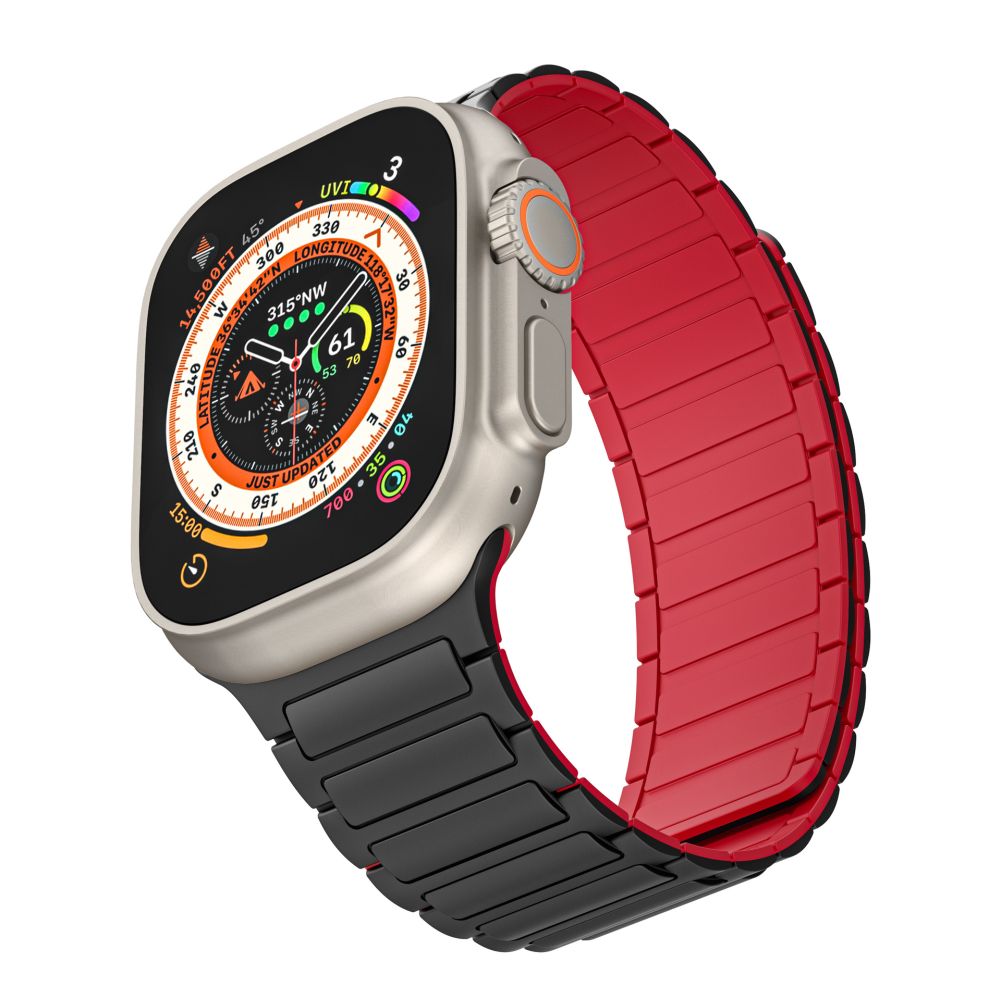 PASEK TECH-PROTECT ICONBAND MAGNETIC APPLE WATCH 4 / 5 / 6 / 7 / 8 / 9 / SE / ULTRA 1 / 2 (42 / 44 / 45 / 49 MM) BLACK/RED CZARNO CZERWONY