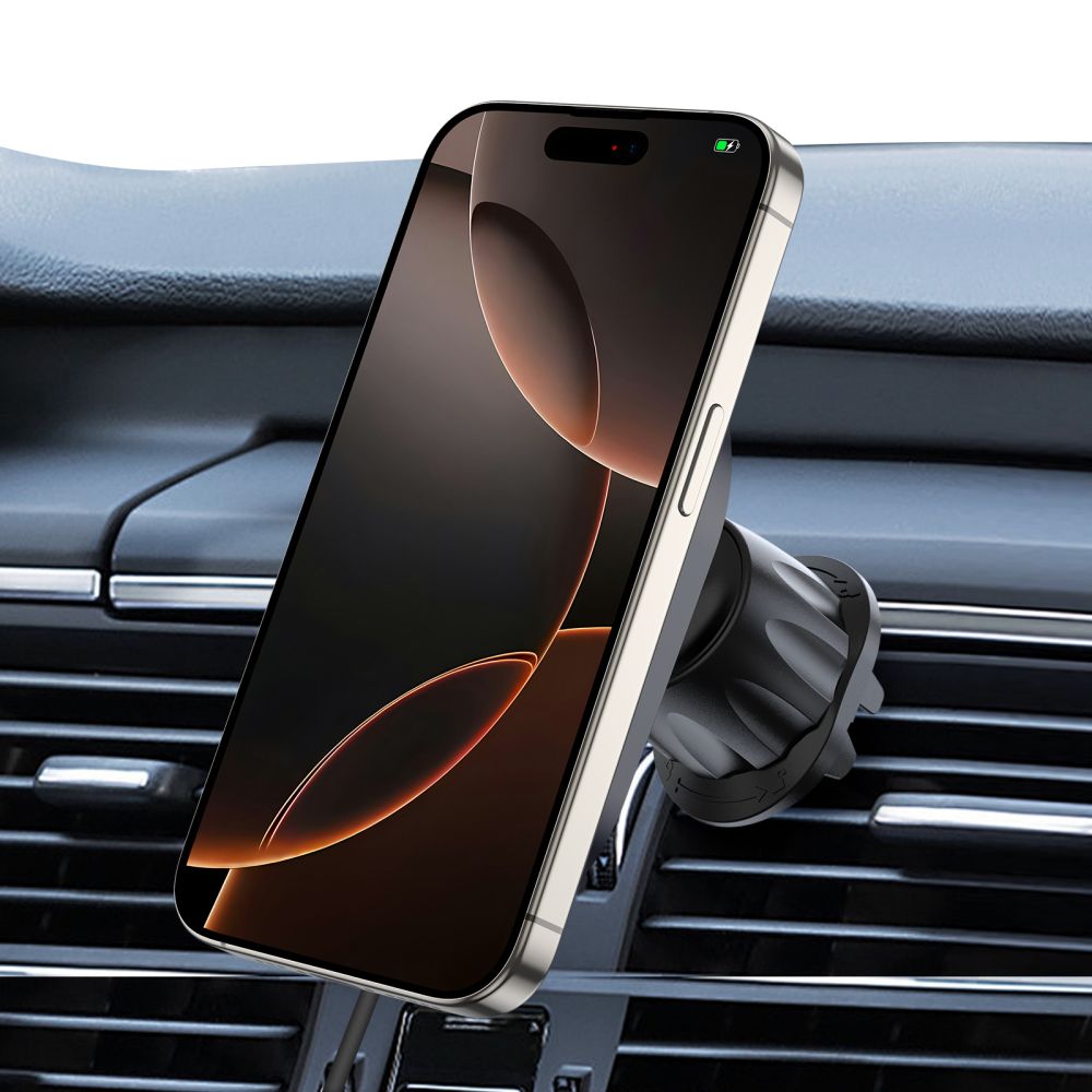 UCHWYT SAMOCHODOWY Z ŁADOWANIEM INDUKCYJNYM TECH-PROTECT MM15W-V6 MAGNETIC MAGSAFE DASHBOARD & VENT CAR MOUNT WIRELESS CHARGER 15W CZARNY