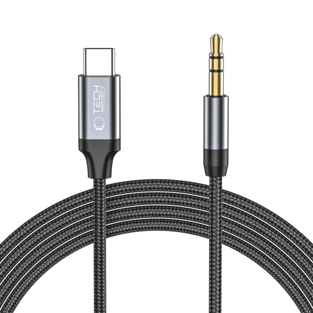 KABEL ADAPTER TECH-PROTECT ULTRABOOST TYPE-C TO AUX MINI JACK 3.5MM CABLE 100CM CZARNY