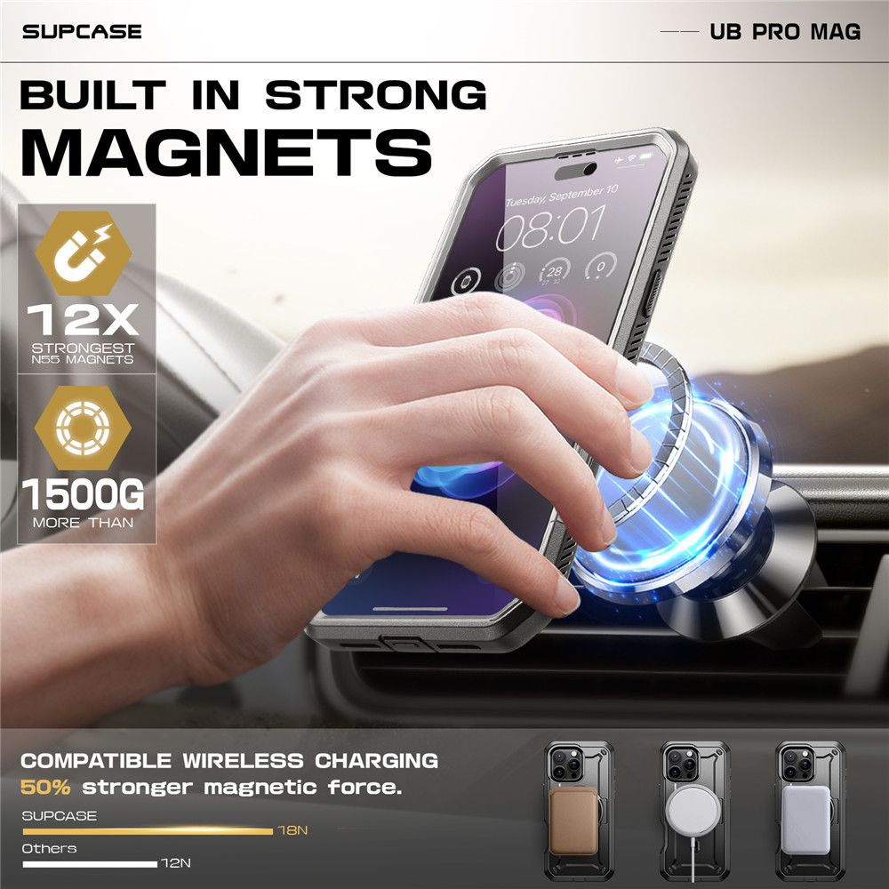 ETUI SUPCASE UB PRO MAG MAGSAFE IPHONE 16 PRO MAX CZARNE