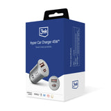 ŁADOWARKA SAMOCHODOWA 3MK HYPER 45W PD QC PPS USB 1A1C SILVER SREBRNA