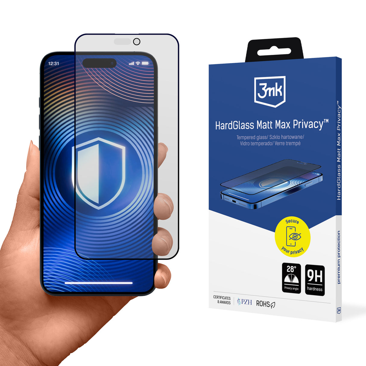 SZKŁO HARTOWANE PRYWATYZUJĄCE MATOWE APPLE IPHONE 16 PRO MAX - 3MK HARDGLASS MATT MAX PRIVACY