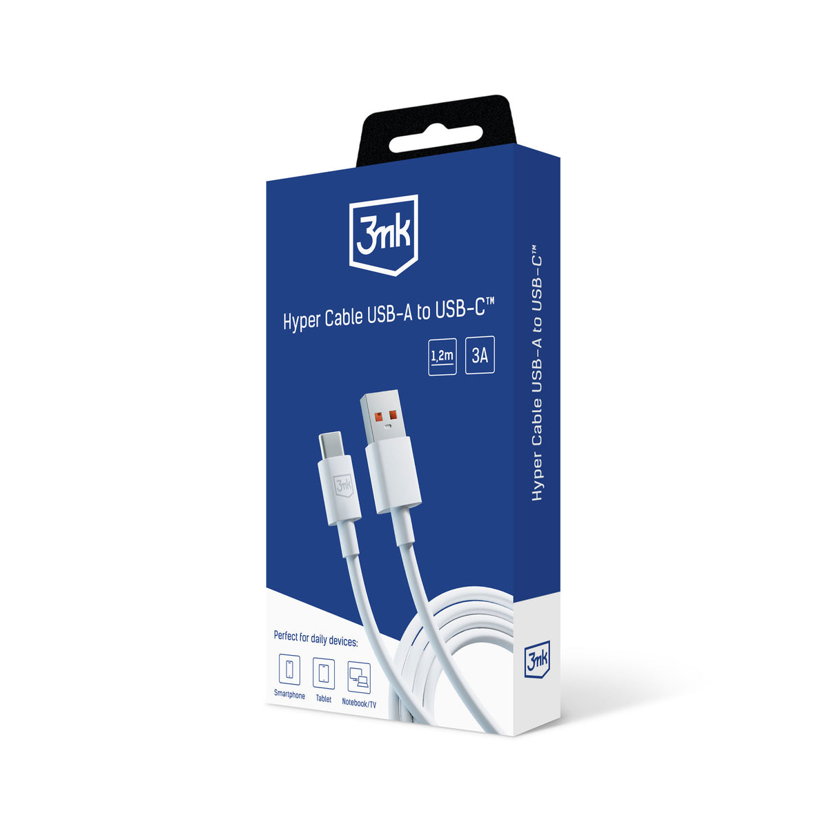 KABEL 3MK HYPER CABLE A TO C 1.2M 5A WHITE BIAŁY