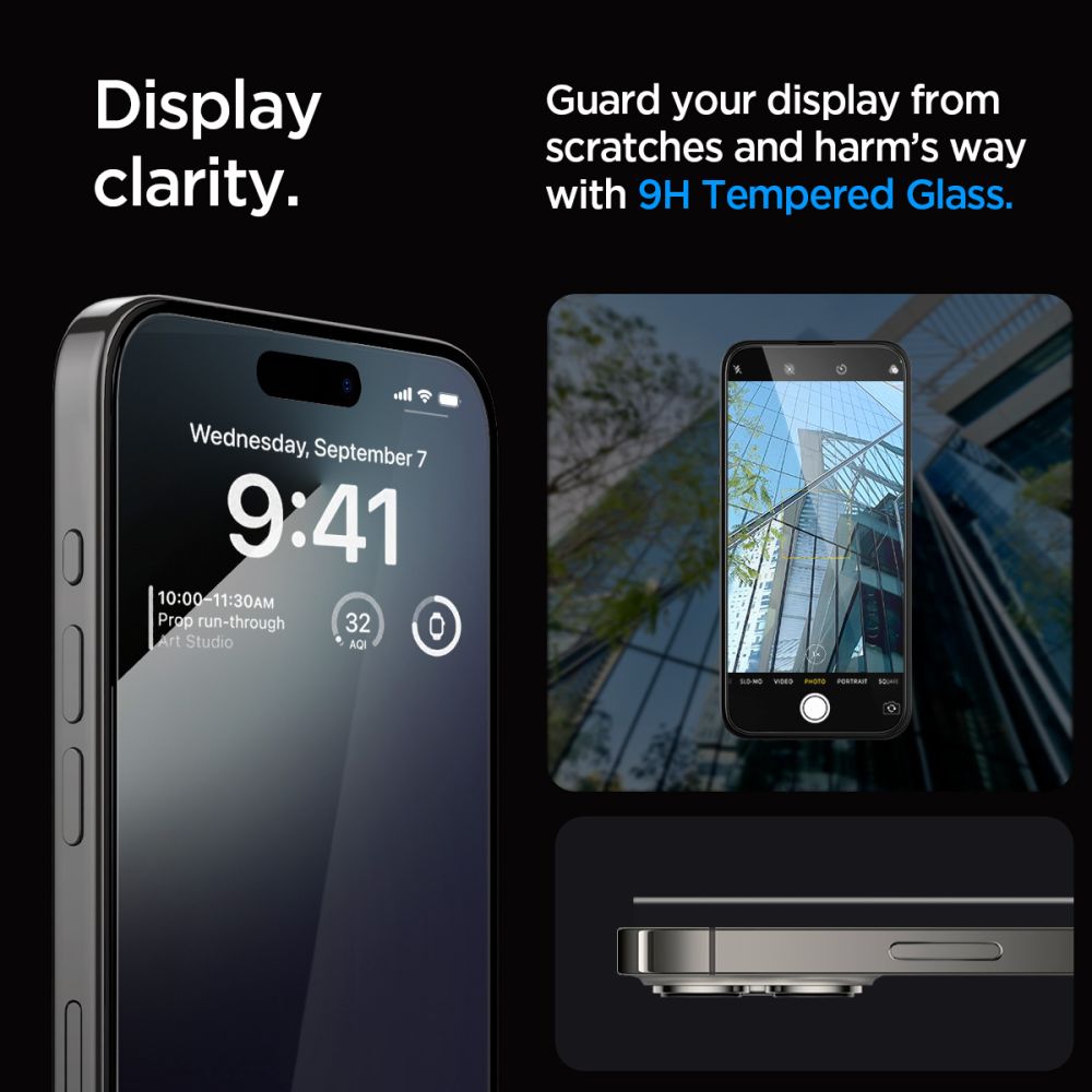 SZKŁO HARTOWANE SPIGEN GLAS.TR ”EZ FIT” FC 2-PACK IPHONE 15 PRO MAX BLACK CZARNA RAMKA