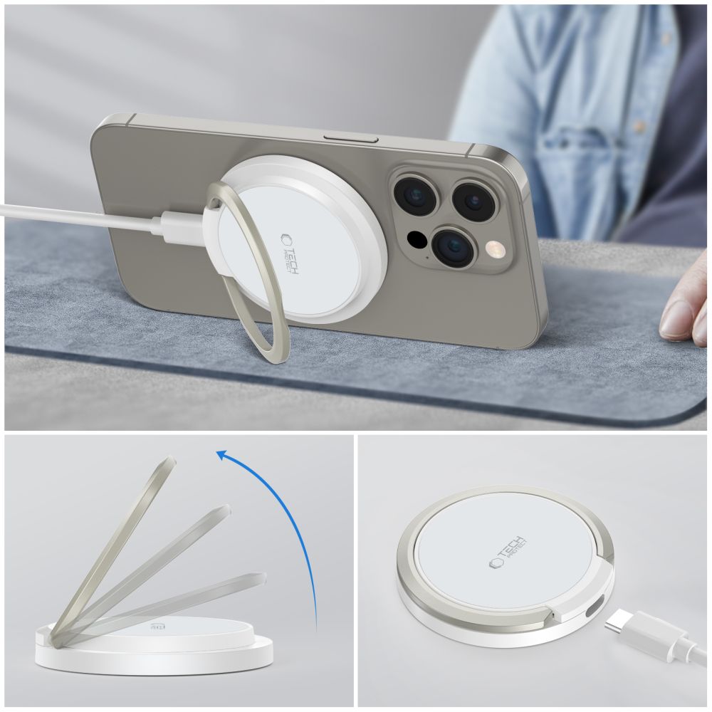 ŁADOWARKA INDUKCYJNA TECH-PROTECT QI15W-A33 MAGNETIC MAGSAFE WIRELESS CHARGER BIAŁA