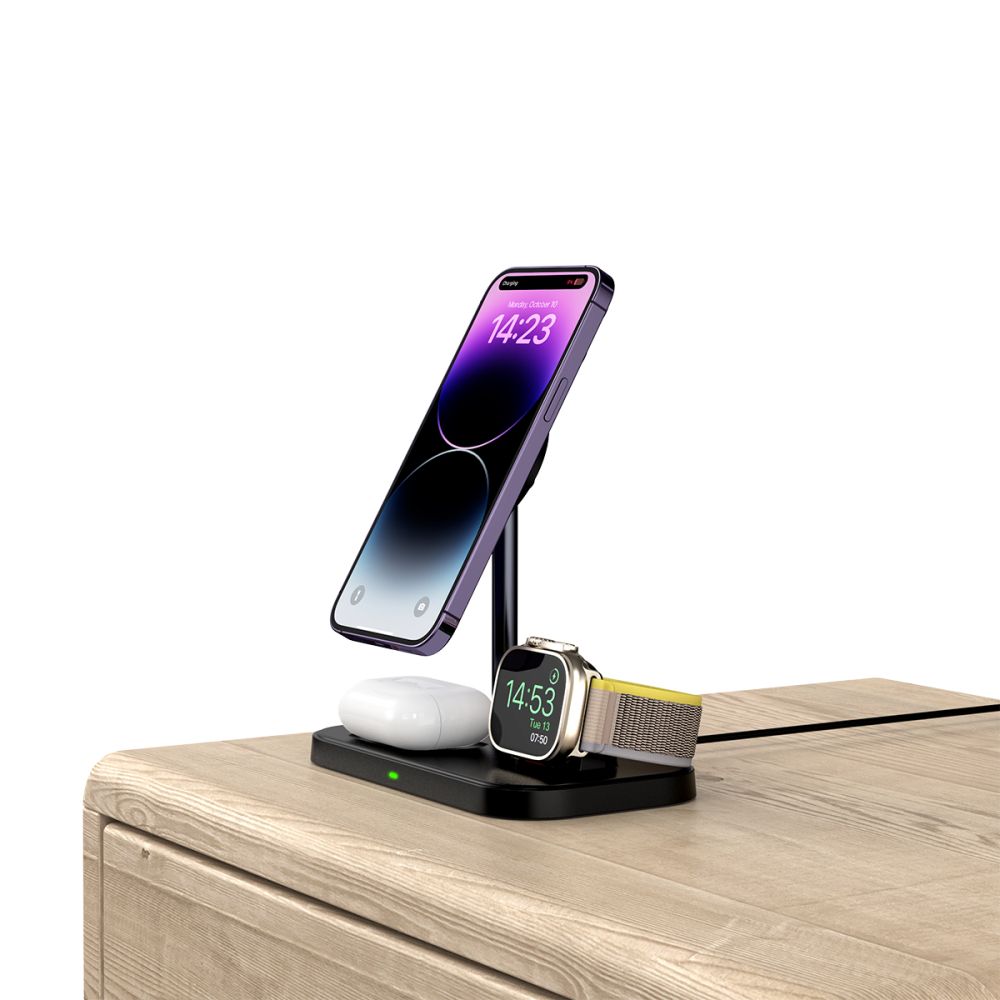 ŁADOWARKA INDUKCYJNA 3W1 TECH-PROTECT QI15W-A22 MAGNETIC WIRELESS MAGSAFE CZARNY