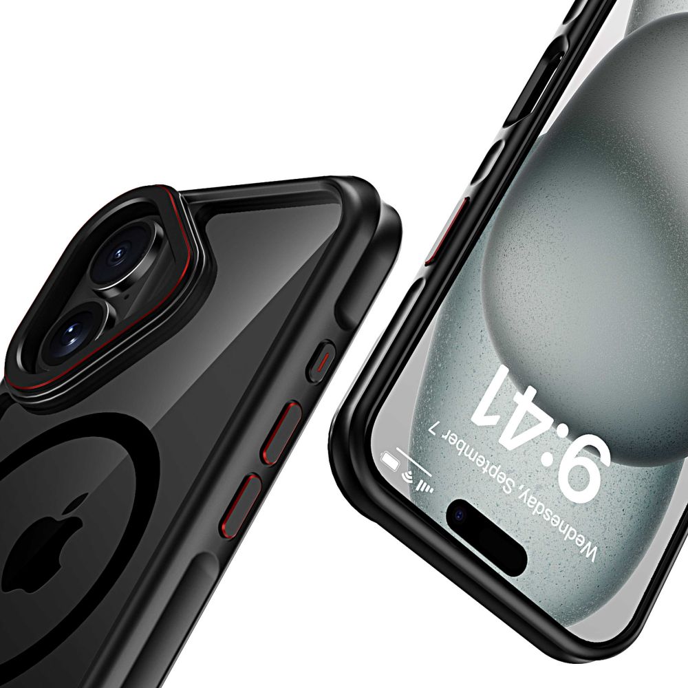 ETUI TECH-PROTECT MAGHYBRID MAGSAFE IPHONE 16 CZARNO CZERWONE