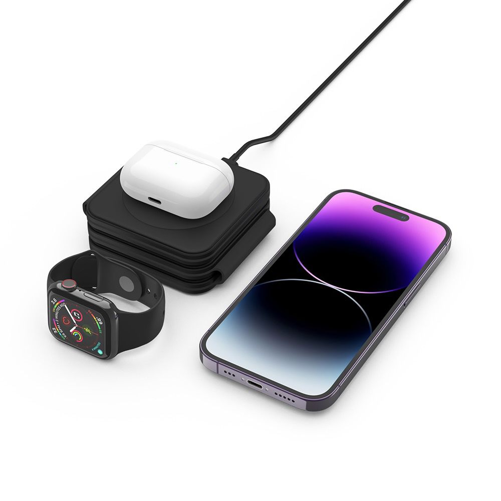 ŁADOWARKA INDUKCYJNA 3W1 TECH-PROTECT QI15W-A24 MAGNETIC MAGSAFE WIRELESS CHARGER CZARNA