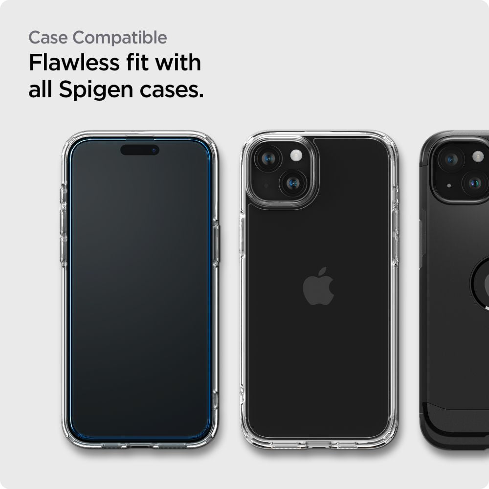 SZKŁO HARTOWANE SPIGEN ALM GLASS FC 2-PACK IPHONE 14 PRO BLACK CZARNA RAMKA