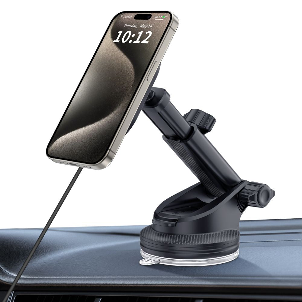 UCHWYT SAMOCHODOWY DO KRATKI, KOKPIT I SZYBĘ Z ŁADOWANIEM INDUKCYJNYM TECH-PROTECT MM15W-V6 MAGNETIC MAGSAFE DASHBOARD & VENT CAR MOUNT WIRELESS CHARGER 15W CZARNY
