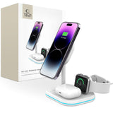 ŁADOWARKA INDUKCYJNA 3W1 TECH-PROTECT QI15W-A27 3IN1 MAGNETIC MAGSAFE WIRELESS CHARGER BIAŁA