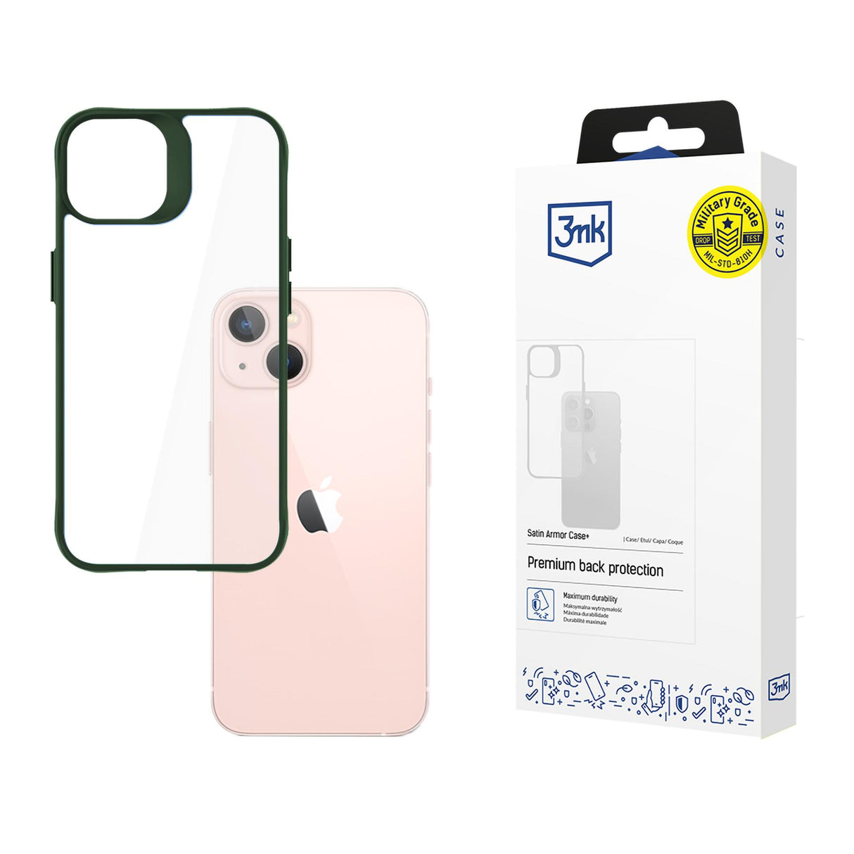 ETUI APPLE IPHONE 14 - 3MK SATIN ARMOR CASE+ GREEN ZIELONE