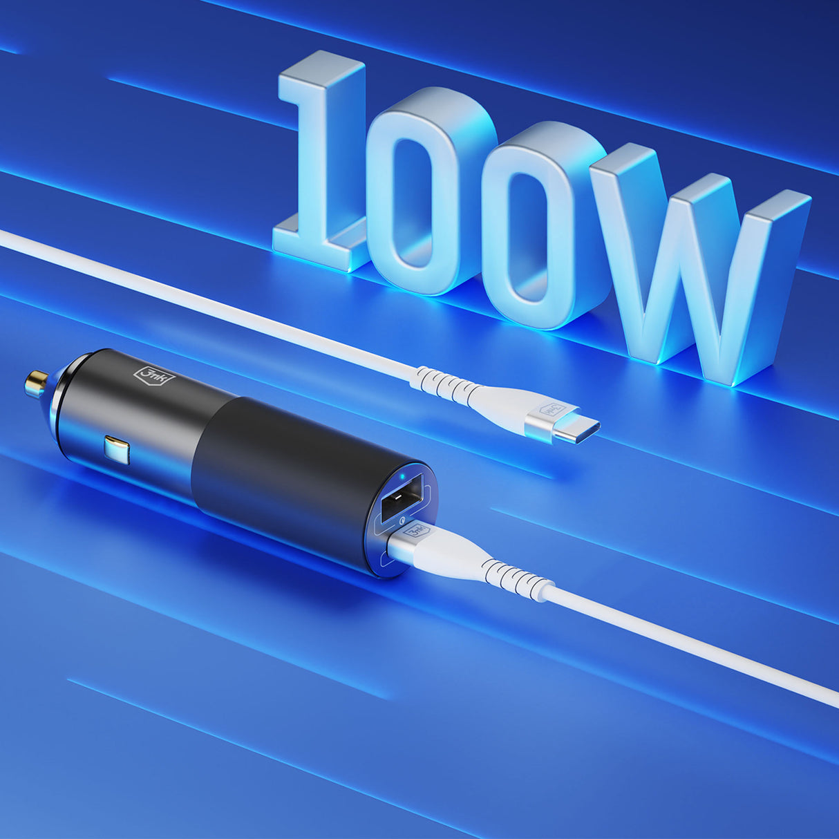 ŁADOWARKA SAMOCHODOWA 3MK HYPER 100W PD QC PPS 1 USB I 1 USB C SILVER/GRAY SZARA