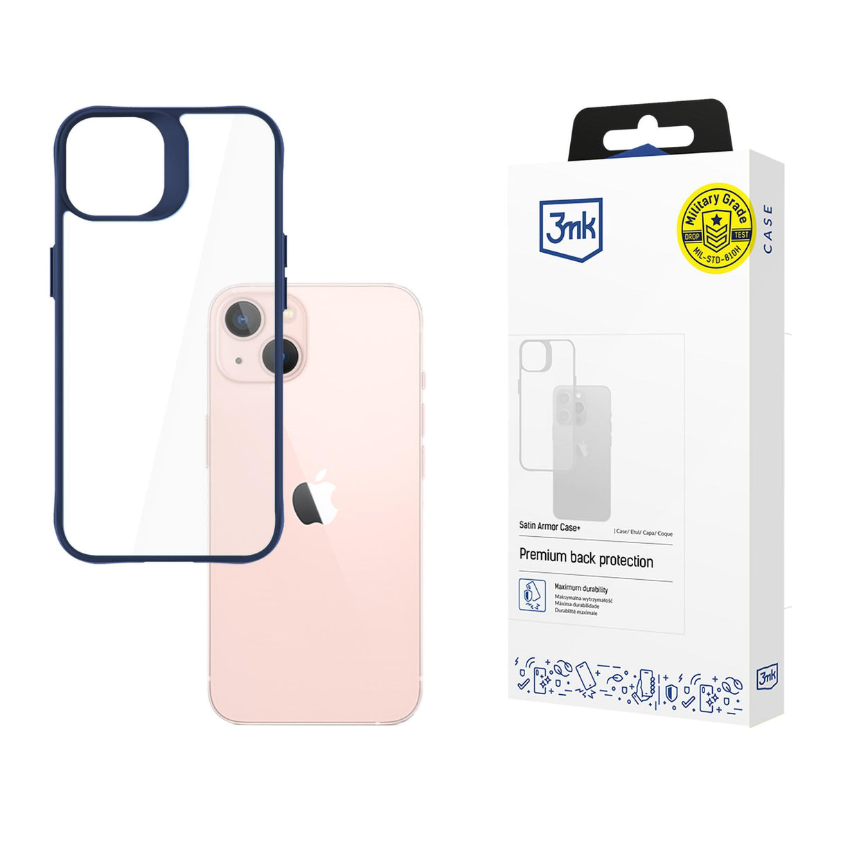 ETUI APPLE IPHONE 14 - 3MK SATIN ARMOR CASE+ BLUE NIEBIESKIE
