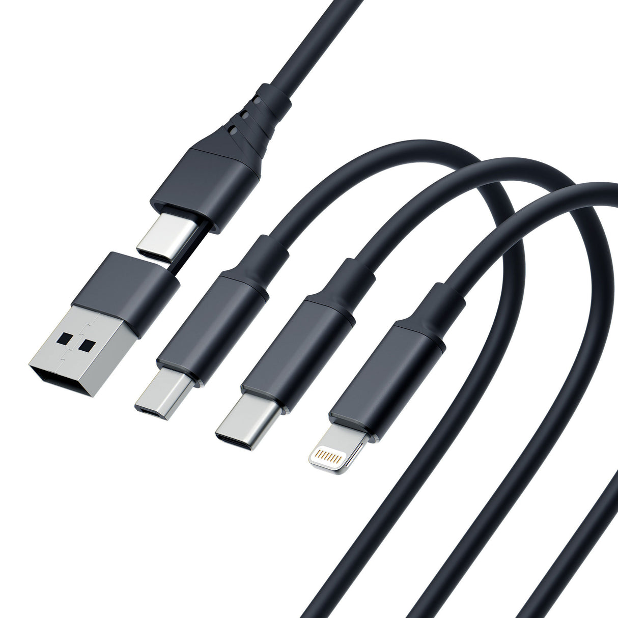 KABEL 3W1 3MK HYPER CABLE 3IN1 A/C TO C/MICRO/LIGHTNING 1.5M BLACK CZARNY