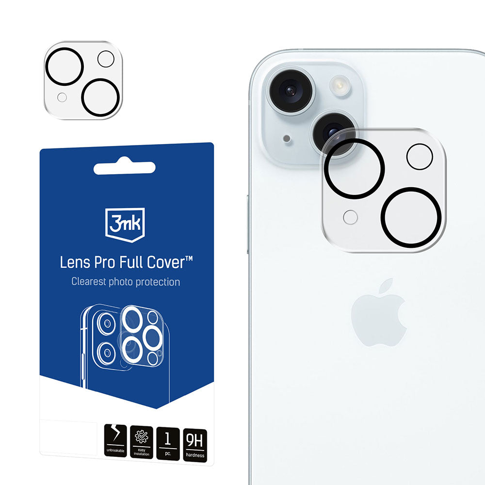 SZKŁO NA APARAT APPLE IPHONE 15/15 PLUS - 3MK LENS PRO FULL COVER