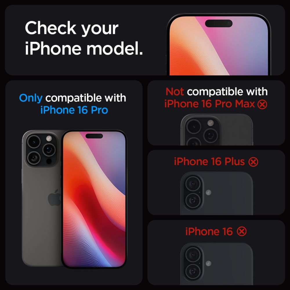 SZKŁO HARTOWANE SPIGEN GLAS.TR ”EZ FIT” 2-PACK IPHONE 16 PRO CLEAR TRANSPARETNE