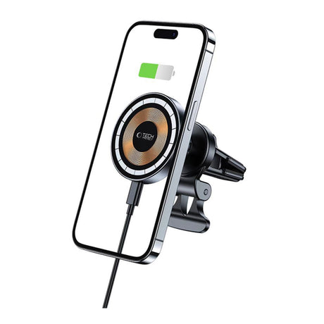 UCHWYT SAMOCHODOWY NA KRATKE Z ŁADOWANIEM INDUKCYJNYM TECH-PROTECT MM15W-V5 MAGNETIC MAGSAFE WIRELESS CHARGER 15W CZARNY