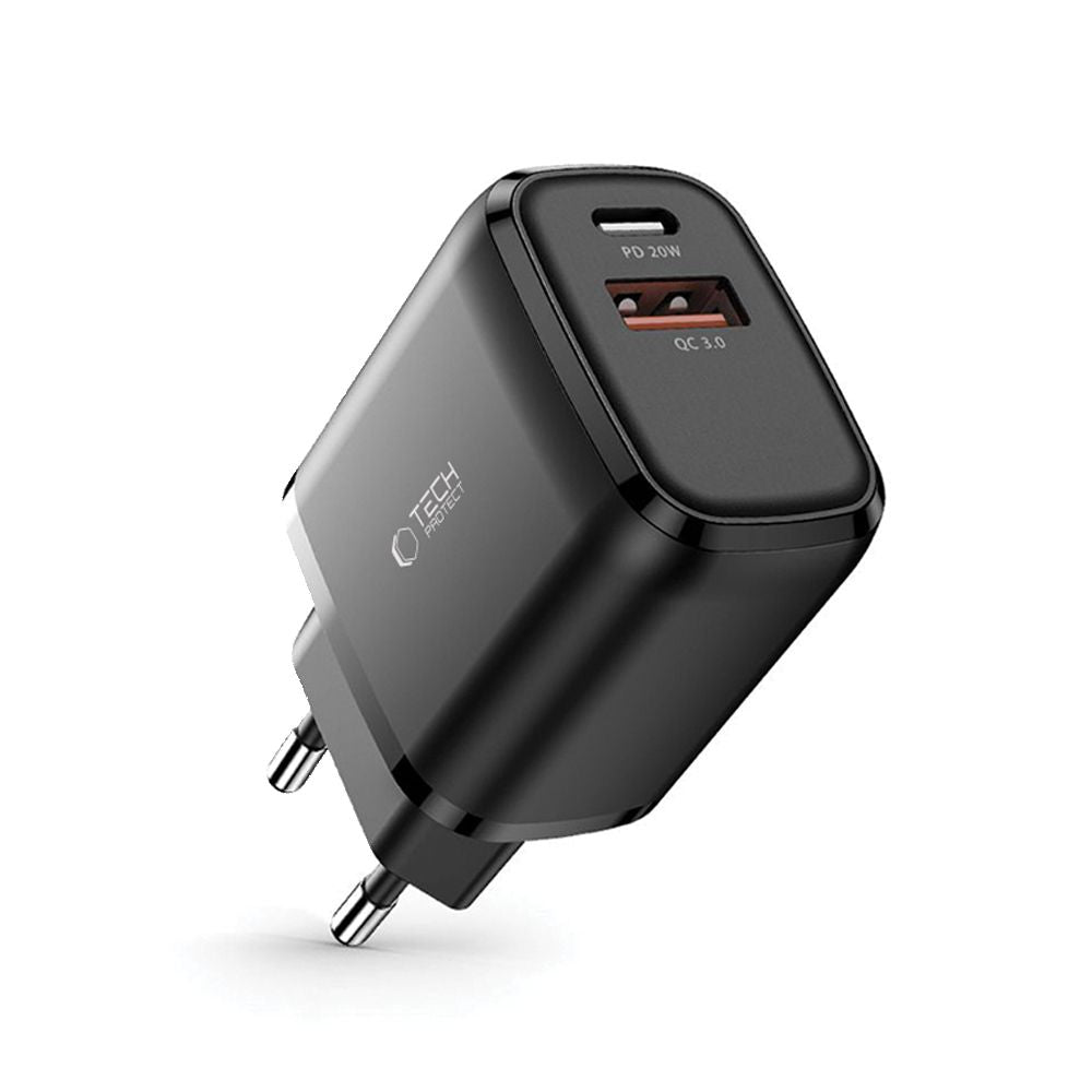 ŁADOWARKA SIECIOWA TECH-PROTECT C20W 2-PORT NETWORK CHARGER PD20W/QC3.0 CZARNA