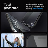 SZKŁO HARTOWANE SPIGEN GLAS.TR ”EZ FIT” FC 2-PACK IPHONE 15 PRO MAX BLACK CZARNA RAMKA