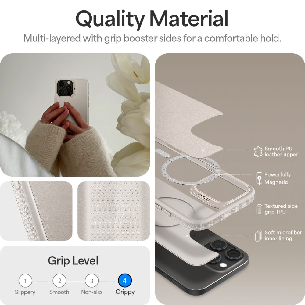 ETUI ZE SMYCZKA SPIGEN CYRILL KAJUK CLASSIC CHARM MAG MAGSAFE IPHONE 16 PRO MAX CREAM BEŻOWE
