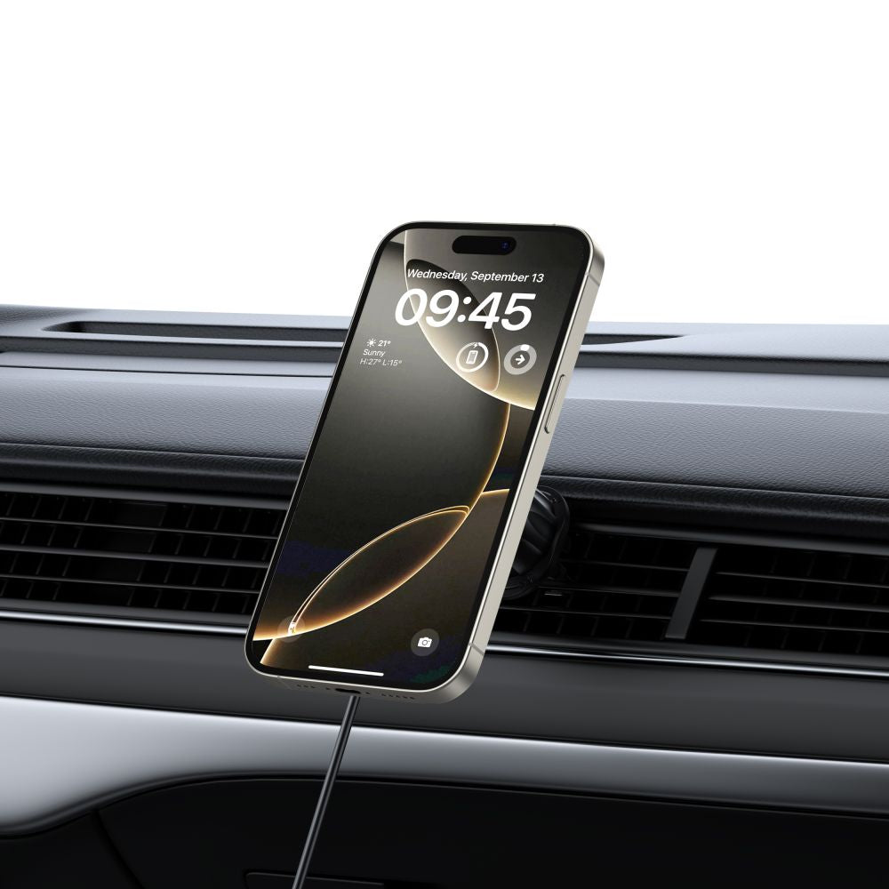 UCHWYT SAMOCHODOWY Z ŁADOWANIEM INDUKCYJNYM TECH-PROTECT MM15W-V5 MAGNETIC MAGSAFE CD & VENT CAR MOUNT WIRELESS CHARGER 15W CZARNY