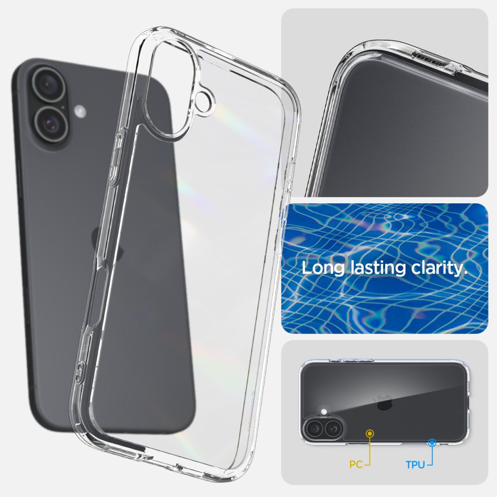 ETUI SPIGEN ULTRA HYBRID IPHONE 16 PLUS CRYSTAL CLEAR TRANSPARETNE