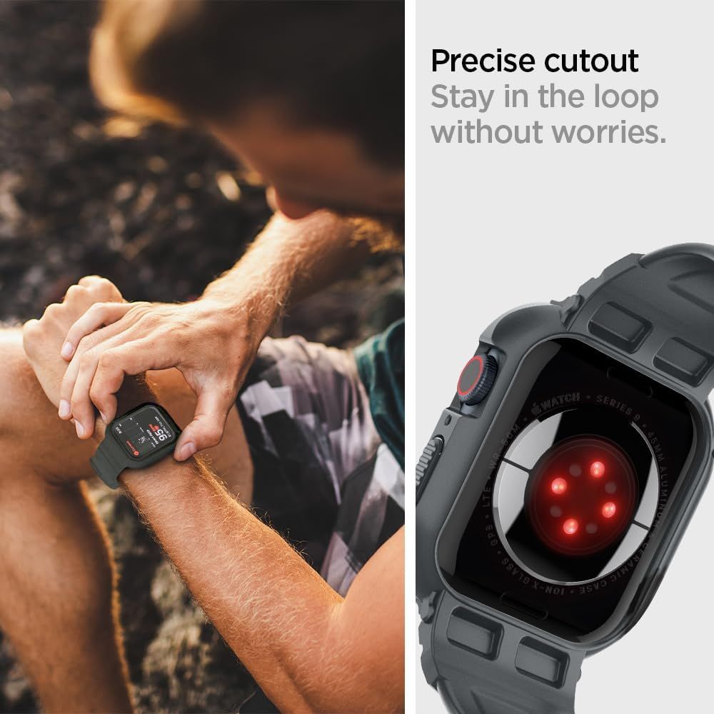 PASEK SPIGEN RUGGED ARMOR ”PRO” APPLE WATCH 4 / 5 / 6 / 7 / 8 / 9 / SE (44 / 45 MM) SZARY